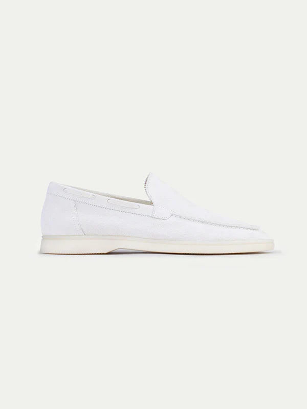 Exotic Suede Loafer - Pearl White