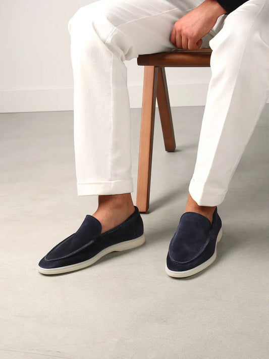 Navy Blue Montacour Suede Loafer