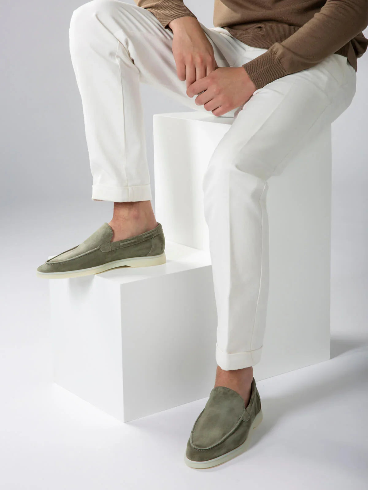 Olive Green Montacour Suede Loafer