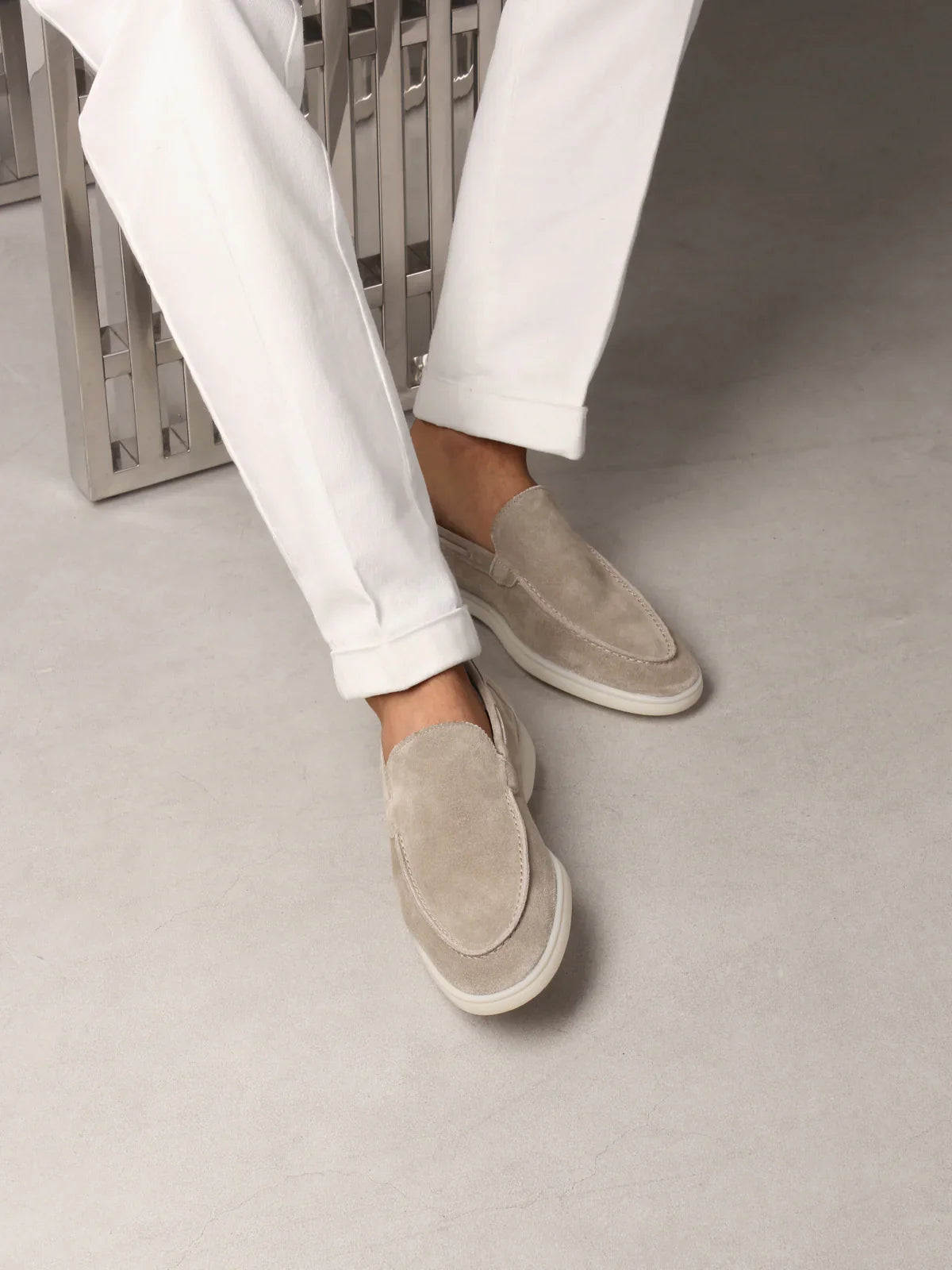 Light Gray Montacour Suede Loafer