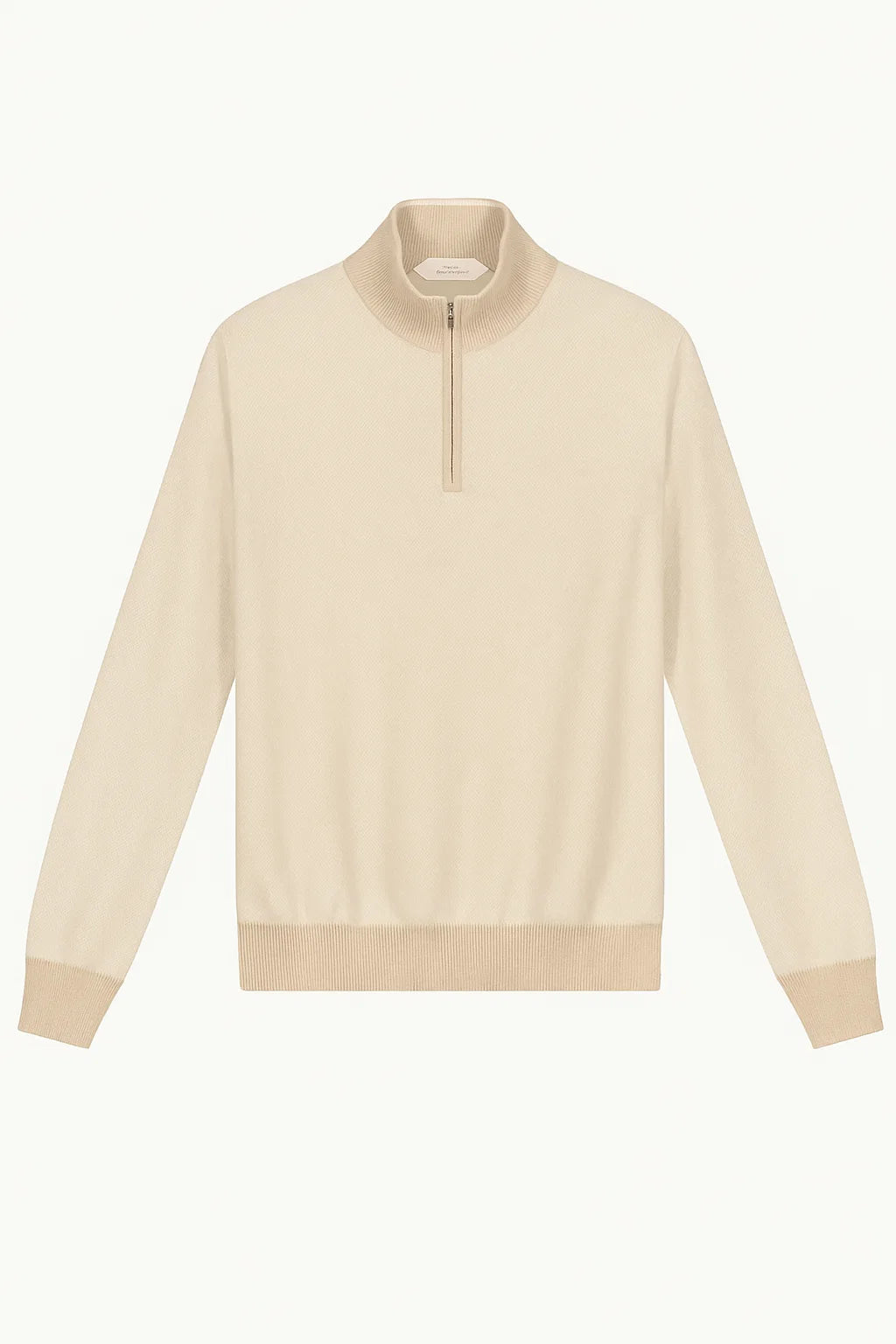 Light Beige Lusso di Lana Zipper Sweater