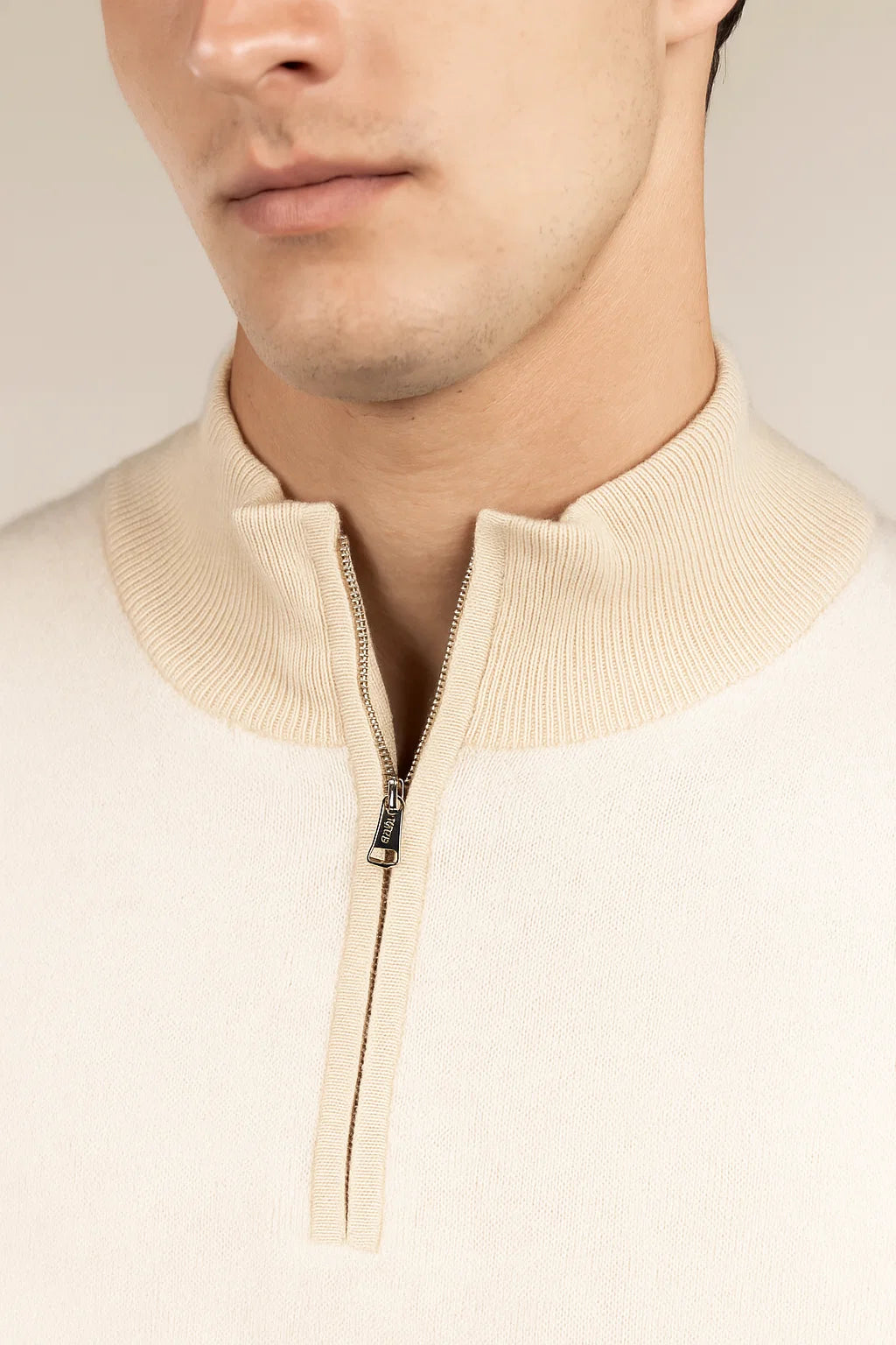 Light Beige Lusso di Lana Zipper Sweater
