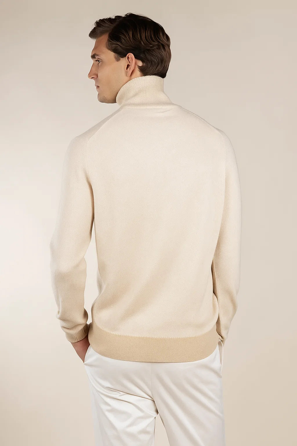 Light Beige Lusso di Lana Zipper Sweater