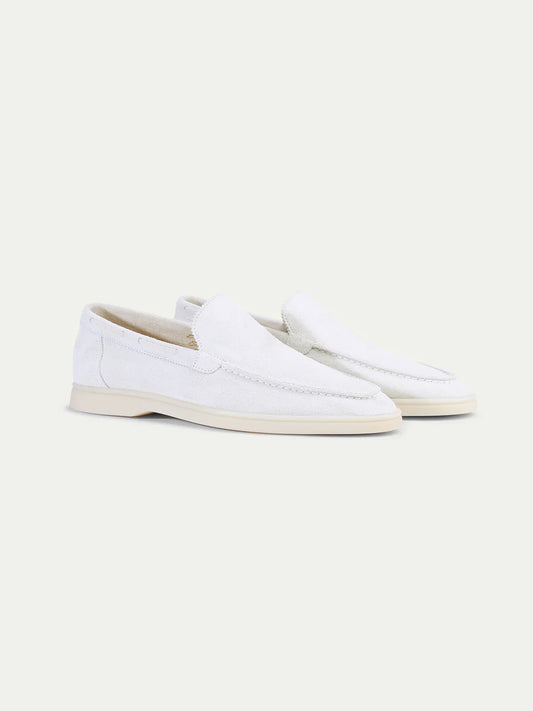 Exotic Suede Loafer - Pearl White