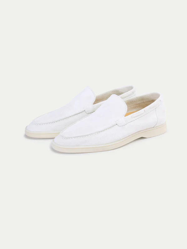 Exotic Suede Loafer - Pearl White