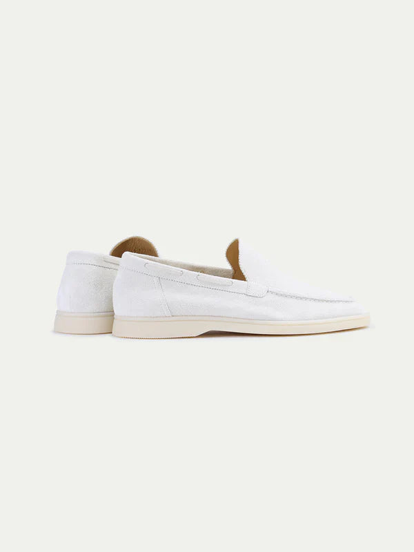 Exotic Suede Loafer - Pearl White
